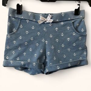 Girls Medium Size 7/8 Tommy Bahama Chambray Blue White Nautical Anchor Shorts